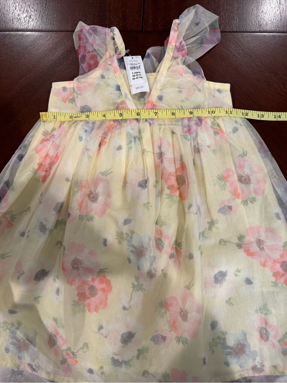 GAP Yellow Floral Tulle Dress with Pink & Blue Blooms